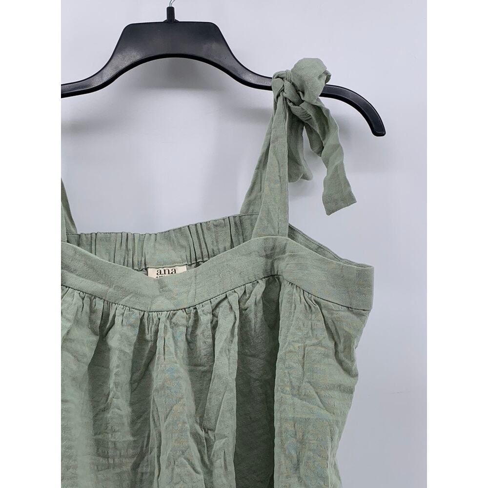 A.N.A A NEW APPROACH Women's Green Tie-Sleeve Cotton-Blend Tank Top SZ L - Picture 6 of 10